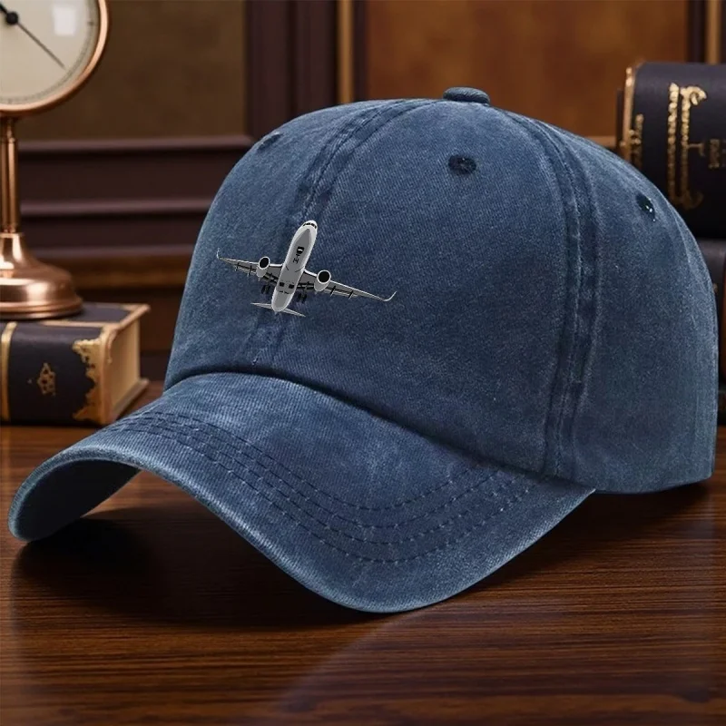 Airplane Design Washed Baseball Cap for Spring Summer Beach Vacation Graduation