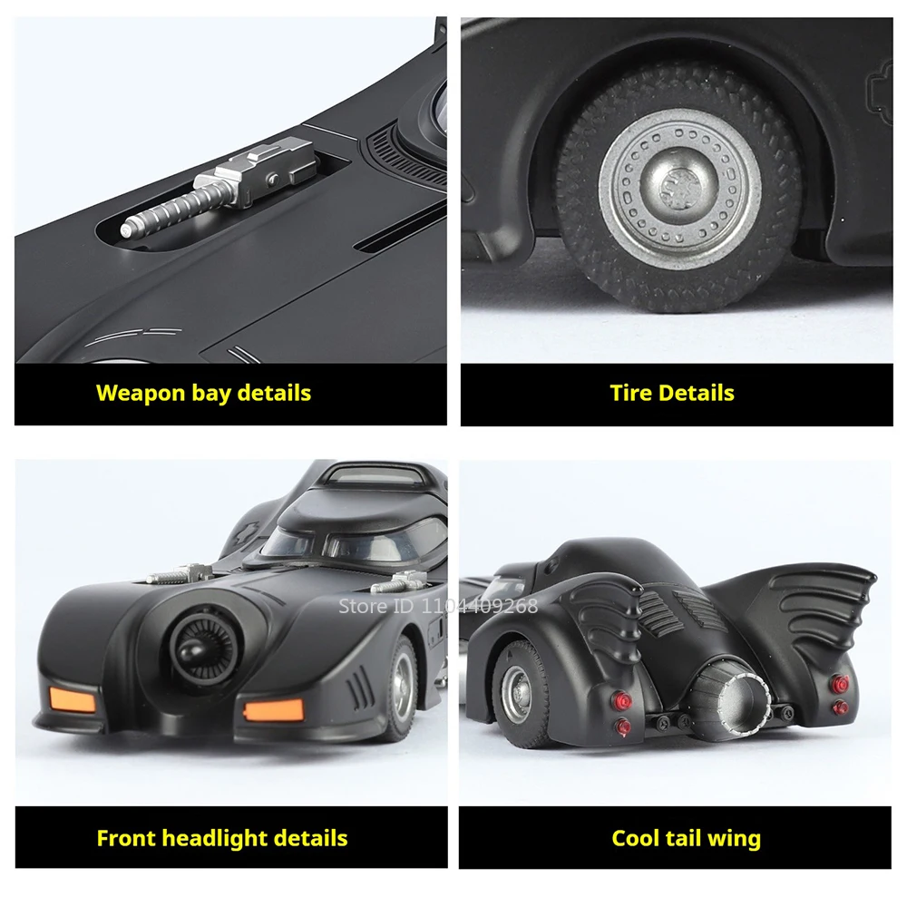 1:32 Batmobile Automodel Speelgoed Legering Lichaam Schokabsorptie Supercar Muziek Licht Miniatuur Voertuigmodellen Collectie Presenteert