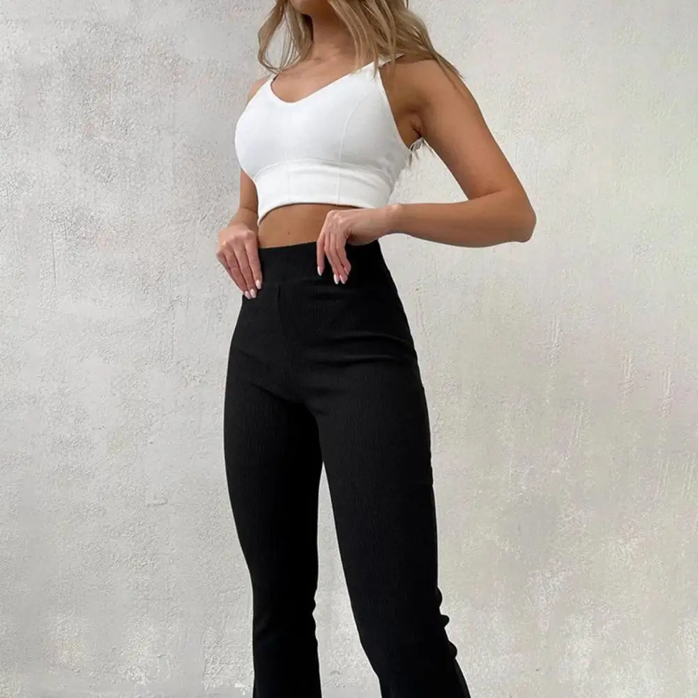 

Thread Flared Pants Women High Elastic Waist Stretchy Slim Warm Wide Leg Sports Trousers Fall Winter Sweatpants