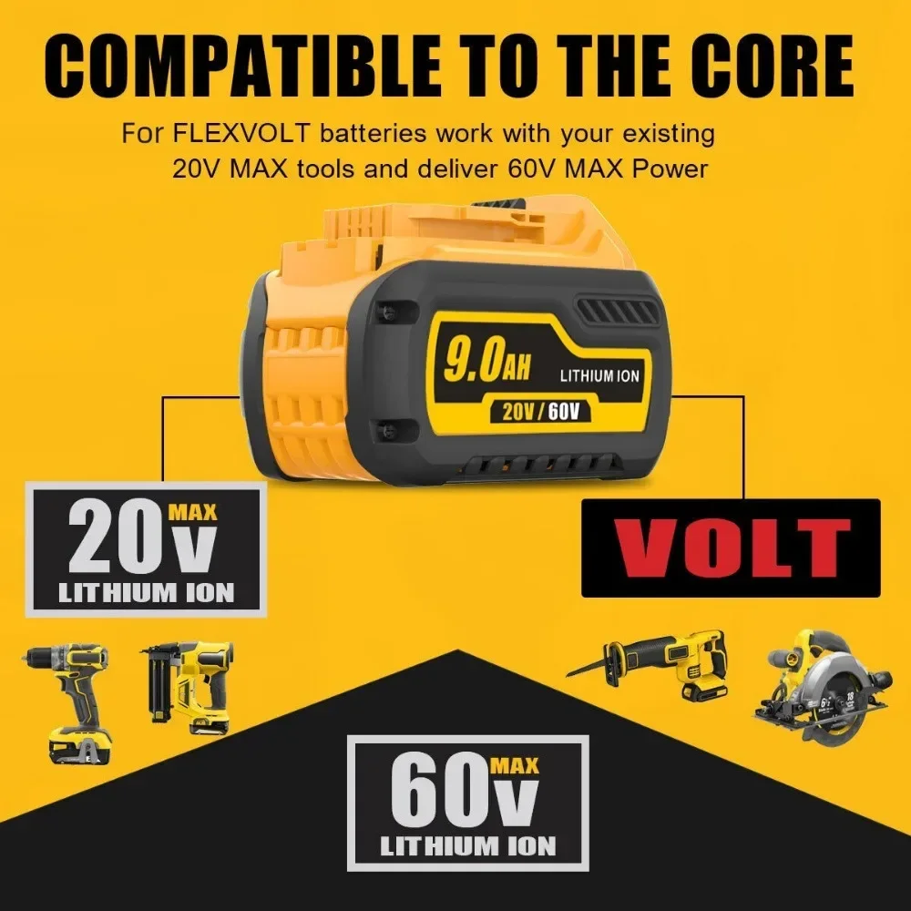 For Dewalt 20V/60V MAX Battery 9Ah DCB609 Lithium-ion Battery For DCB200 DCB201 DCB609 DCB182 DCB204 Battery for Dewalt 20V