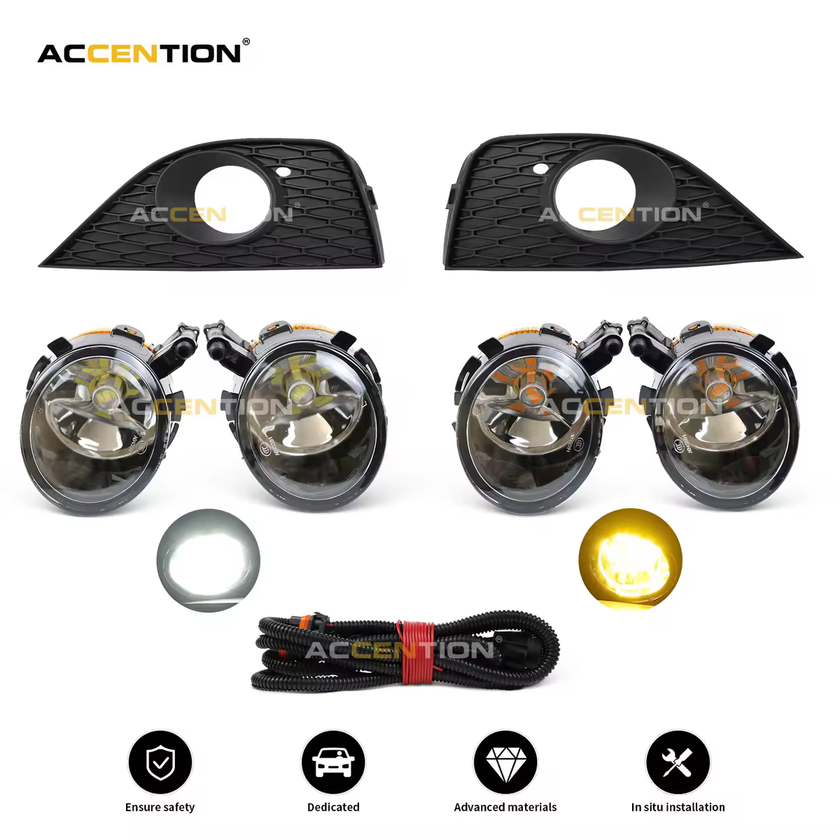 Luz de coche para Seat Ibiza 2009 2010 2011 2012 luz antiniebla LED lámpara antiniebla alambre luz antiniebla cubierta de rejilla Kit de bombillas
