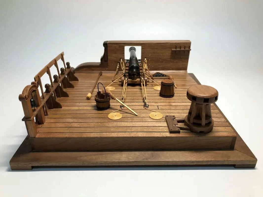 Ancient Battleship 1/26 Deck 8 Pound Cannon Scene Wood Ship Model kit