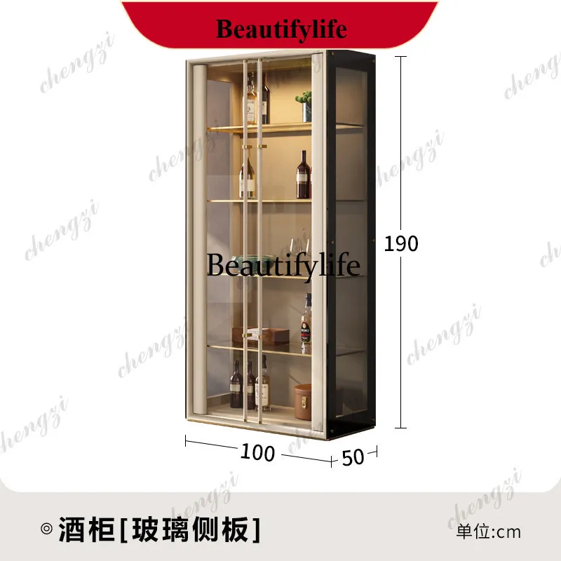 Premium light luxury glass wine cabinet against the wall Customized restaurant, locker Italian postmodern bookcase P182