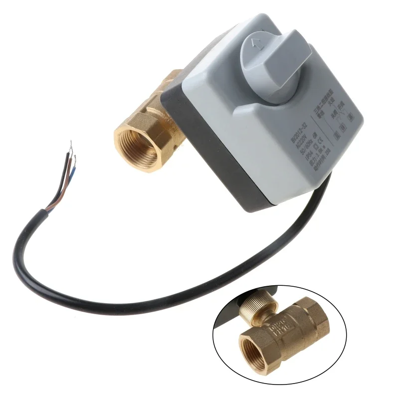 For AC 220V DN15 DN20 DN25 2 Way 3 Wires Motorized Ball Valve Electric Actuator with Manual Switch