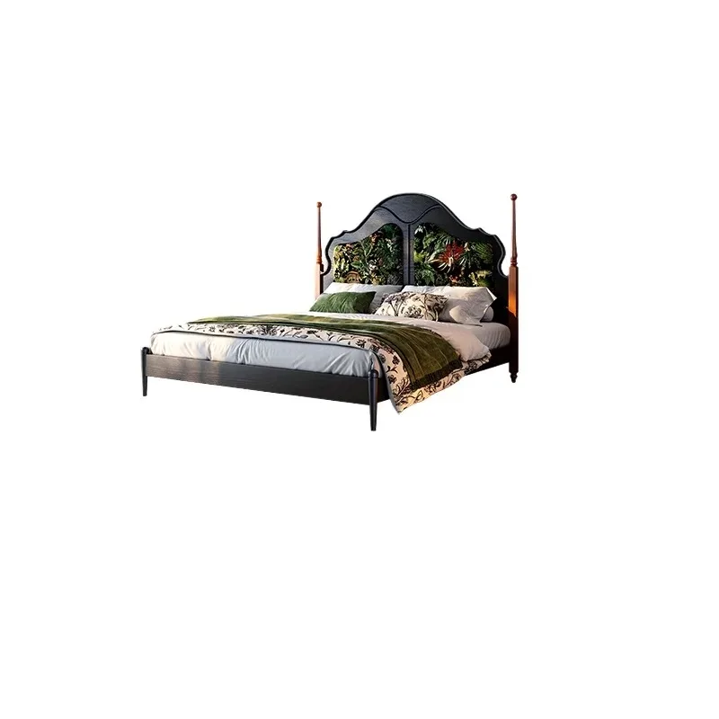 

French retro soft bag bed small apartment bedroom 1.8M double adult bed