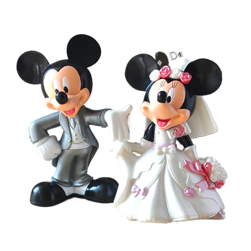 2 pcs/set Disney 7 cm Minnie Mickey Mouse marry Action disney China red  dolls  kids Toy Figures wedding present  gift