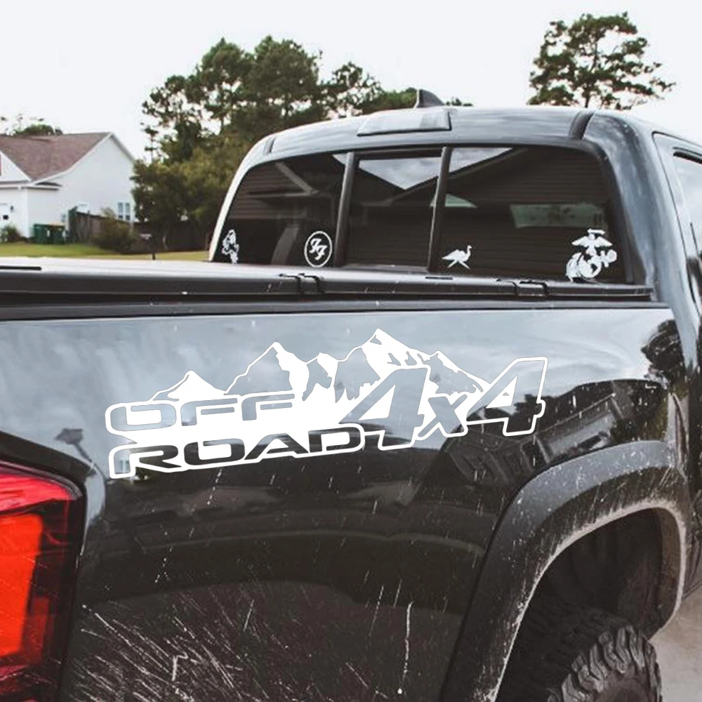 2Pcs 4x4 OFF ROAD 4WD Mountain Truck Car Sticker Decal for Bumper Hood Bonnet Tailgate Auto Vehicle Decor