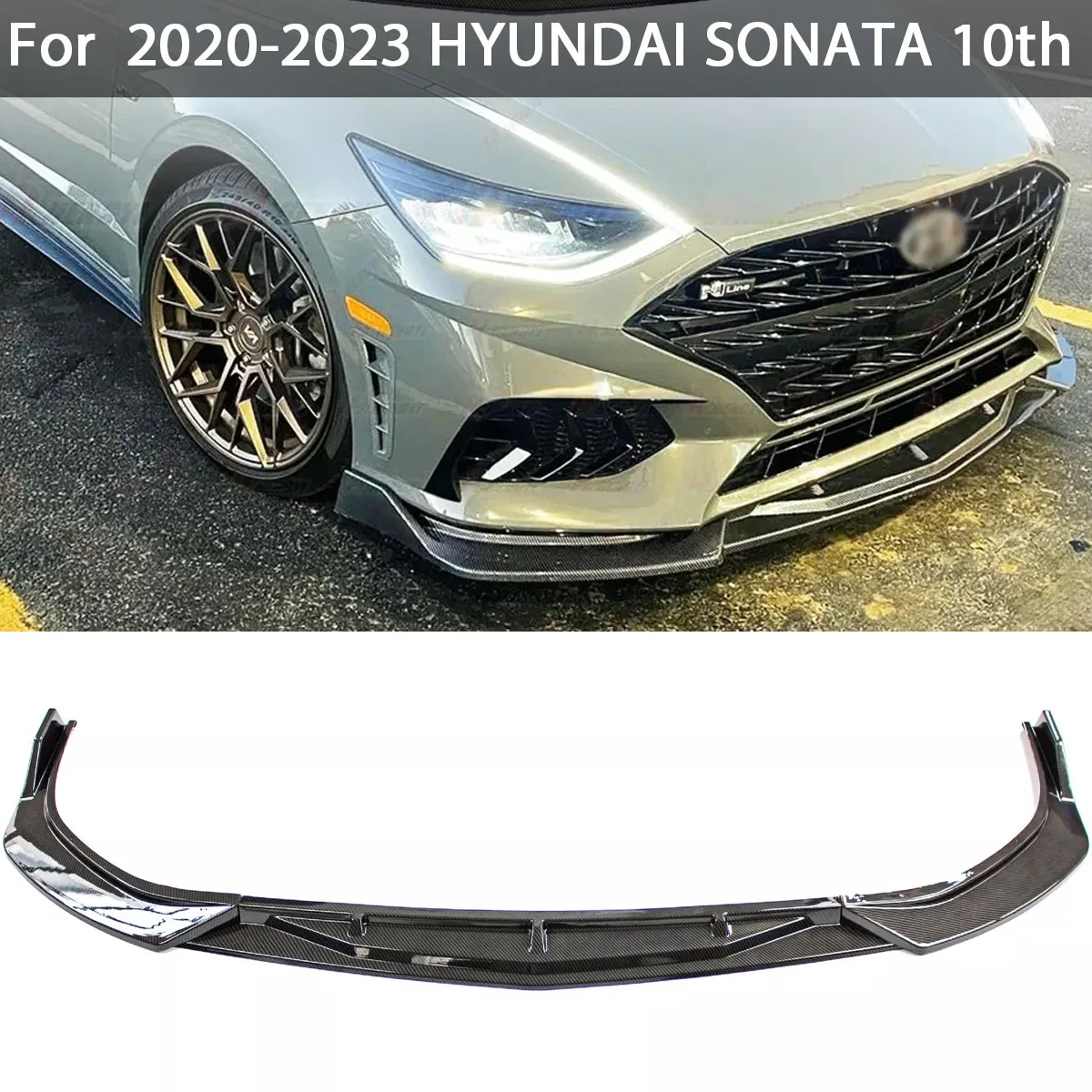 For Hyundai Sonata 2020 -2023 Front Bumper Lip Chin Spoiler Splitter Diffuser Bodykit Protection Guard Deflector Car Accessories