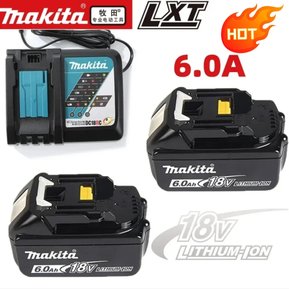 

100% Оригинальная перезаряжаемая литиевая батарея 18В 6.0Ач, совместимая с Makita BL1840 BL1830B BL1850B BL1850 BL1860 BL1815 (для беспроводных инструментов)
