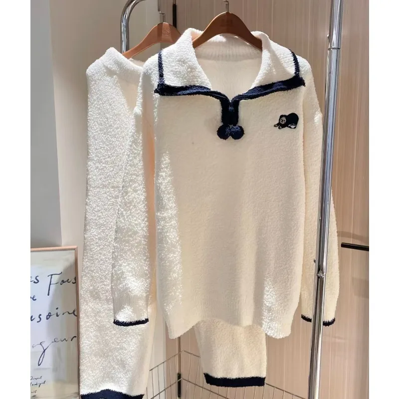 Novo conjunto de pijama de design minimalista 2025, adequado para sair ou dormir em casa, macio, confortável e quente