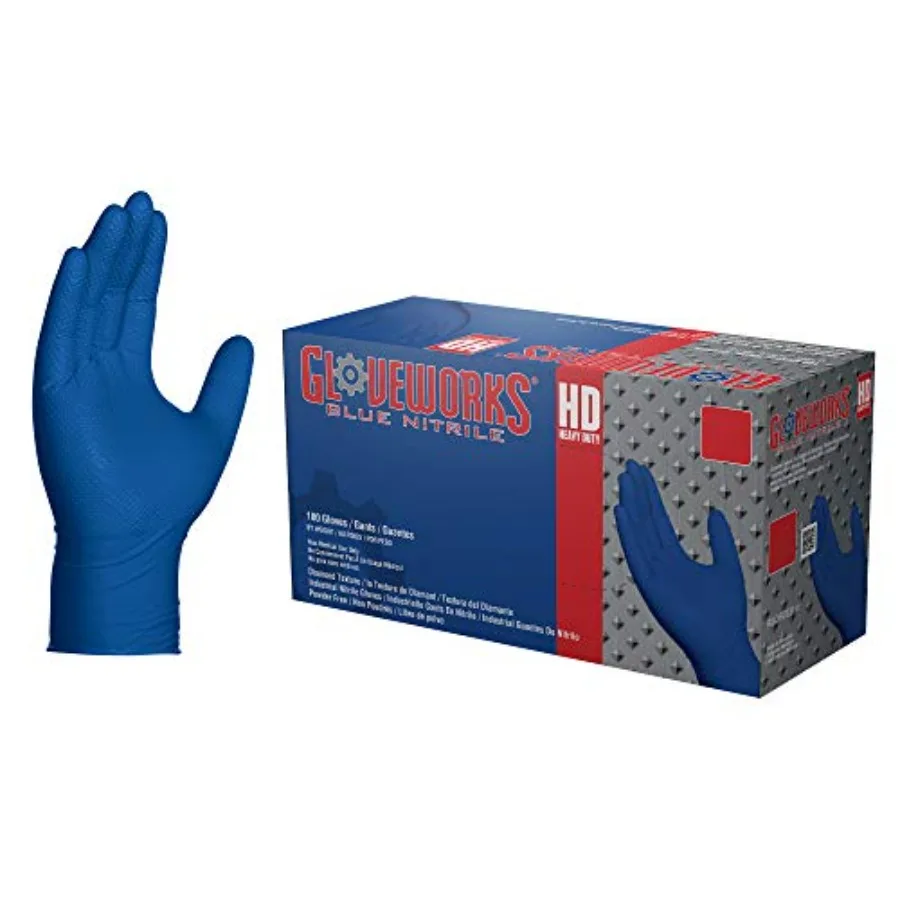 

HD Royal Blue Nitrile Industrial Disposable, 6 Mil, Latex and Powder-Free, Food-Safe, Raised Diamond Texture