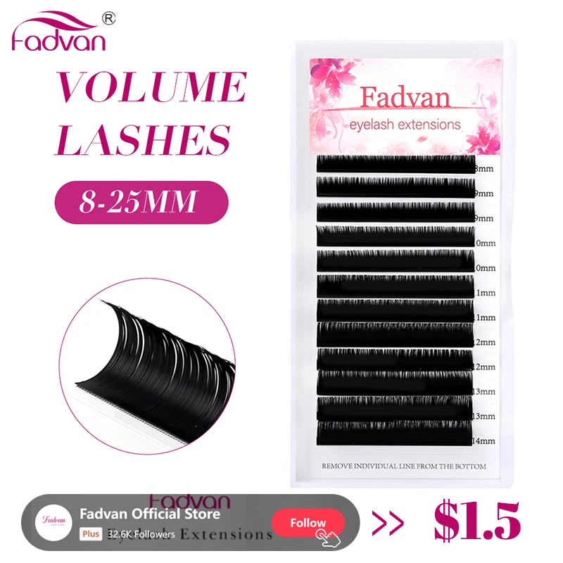 FADVAN Classic Eyelash Extensions Natural Lashes Volume Silk Individual Eyelashes Single Lashes Faux Mink Eyelash Extensions