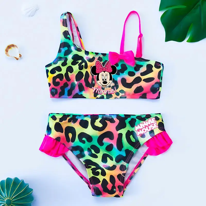 

Mickey Minnie Mouse Girls Bow Bikini Two-Piece Summer Beach Swimwear Set Fashion Pool Bathing Suit