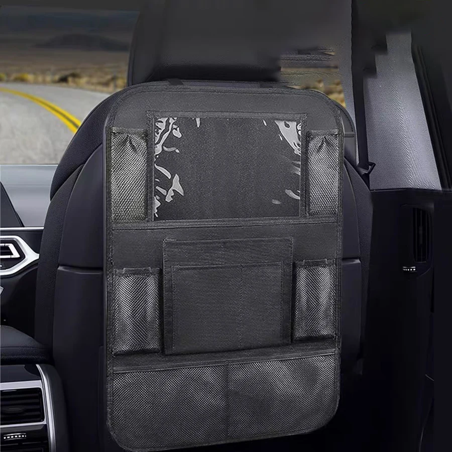 1pc Simple Black large size Multi Grid Seat Back Hanging Car Storage Bag, Multifunction Car Storage Bag For Car, Halloween, Than