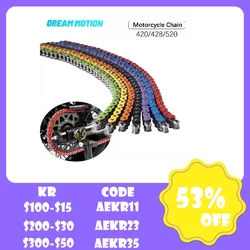 Cadeia motocicleta colorida para High Race Pit Dirt Bike, Macaco Dax, Correntes ATV, L 108 Link, 420, 428, 520, vermelho, azul, verde, amarelo, laranja