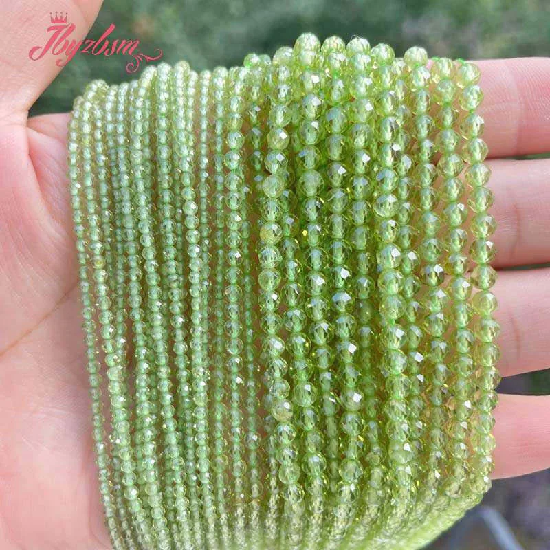 

Natural Peridot Faceted Round Stone Beads For DIY Jewelry Making Necklace Spacer Strand 15 Inches DIY Loose Beads 2mm/3mm/4mm