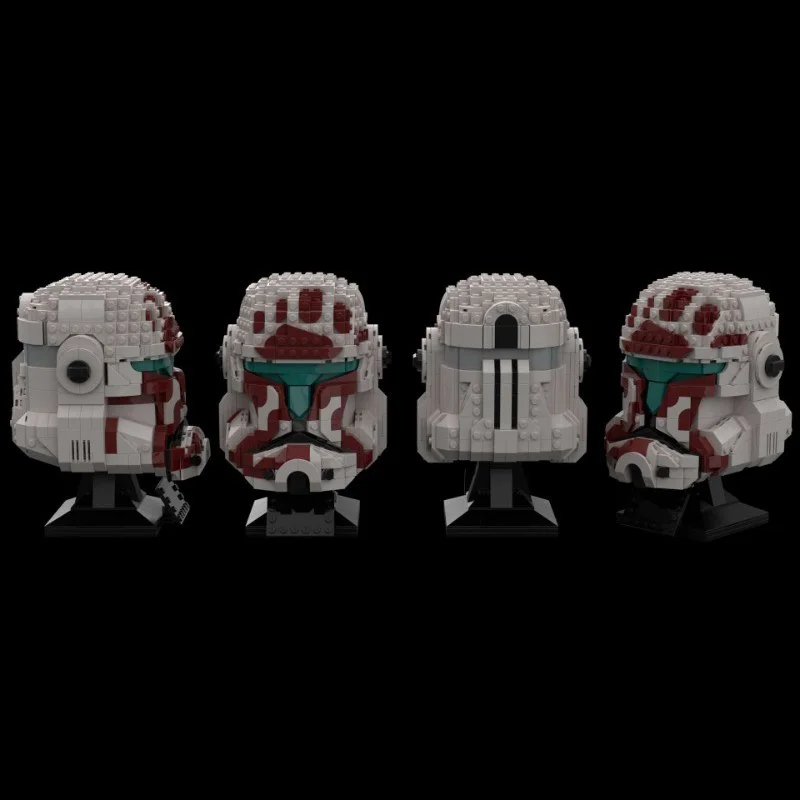 863PCS Tactical Trooper Helmet Model Custom Building Blocks Assembly Educational Toy Birthday Gift For Boys Collection Display