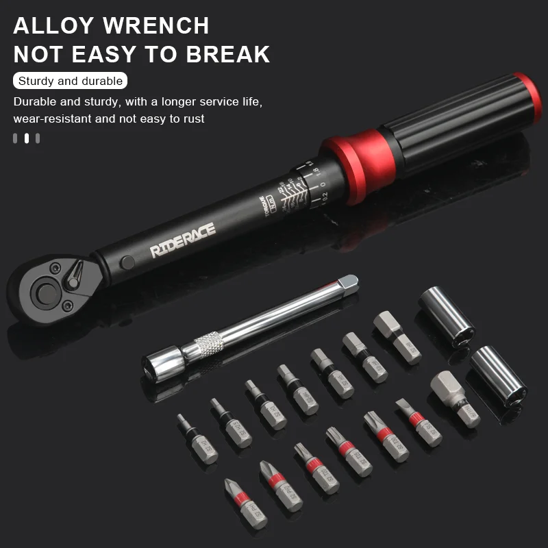Professioneller Fahrrad-Drehmomentschlüssel, beidseitig einstellbar, Schnellspanner, Fahrrad-Inbusschlüssel-Werkzeugset, Steckschlüssel 1/4" 2-24Nm – Detail 14