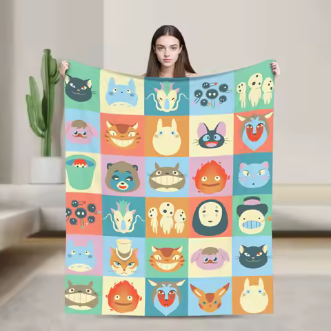 Japanese Blanket T-Totoros Travel Flannel Throw Blanket For Couch Bed Soft Custom DIY Quality Bedspread Gift Idea