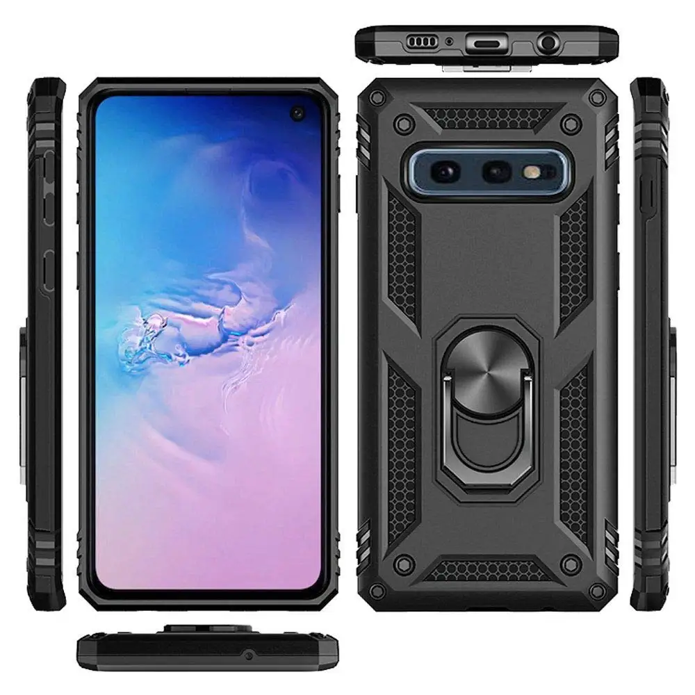 Heavy-duty Armored 2-in-1 Fall-proof Ring Bracket Case for Samsung S7 S8 S8plus S9plus S10plus S10e  S10 5G Lite Phone Case