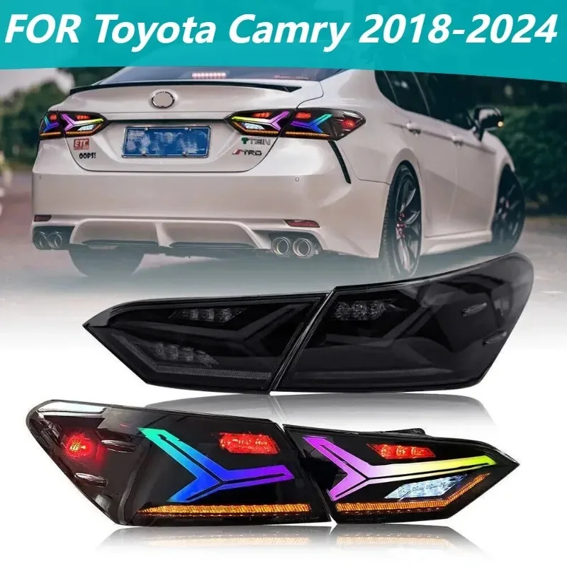 

Для Toyota Camry 2018-2024, 1 пара светодиодных стоп-сигналов RGB с последовательным указателем поворота, задние фонари Plug and Play