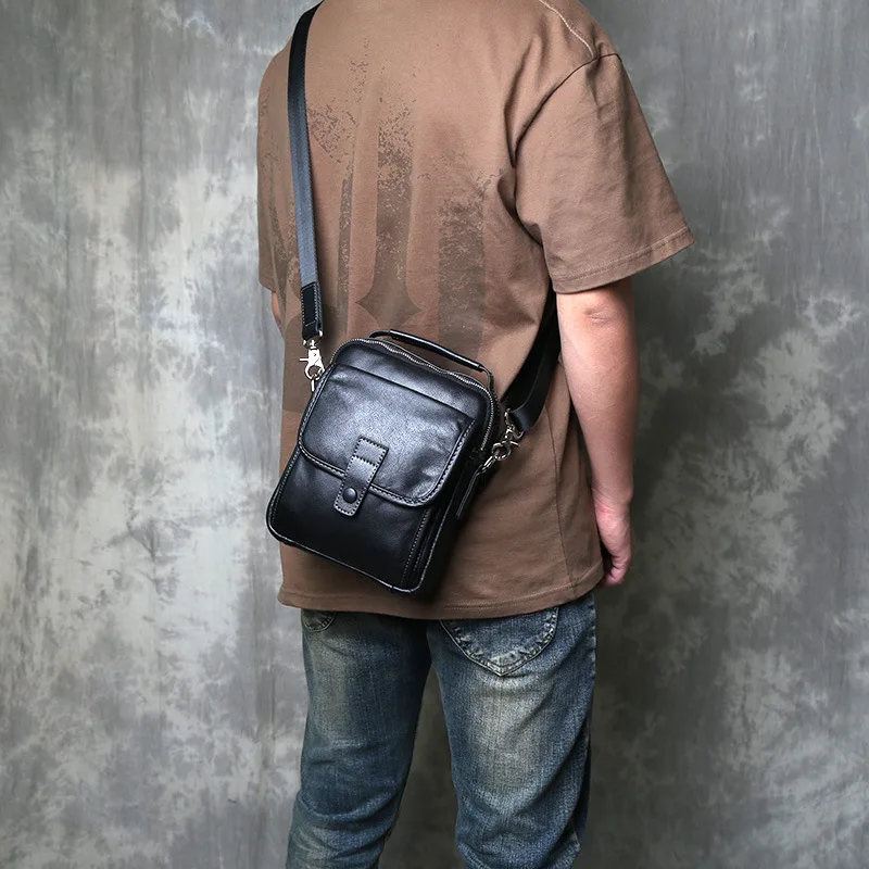 

Новые мужские сумки из натуральной кожи, вертикальная маленькая сумка-мессенджер на одно плечо из коровьей кожи высшего качества, повседневная универсальная сумка для 8-дюймового iPad