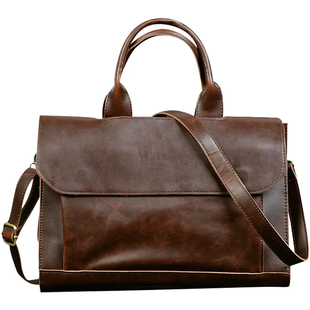 1pc Pu Single Shoulder Crossbody Bag Business Laptop Briefcase Portable Portfolio Case For Men Travel Handbag
