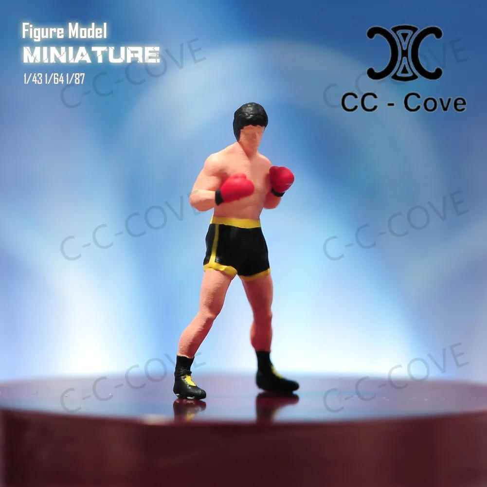 Painted Miniatures 1/43 1/64 1/87 A Professional Boxer Wearing Boxing Gloves Unpainted Figure Model Toys View Decoration