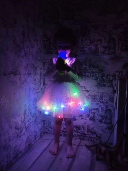 LED leuchtendes Licht Mädchen Prinzessin Tutu Rock Weihnachten Allerheiligen Hochzeit Party Tanzen Minirock 3-8 Jahre Kostüm Kleidung – Detail 2