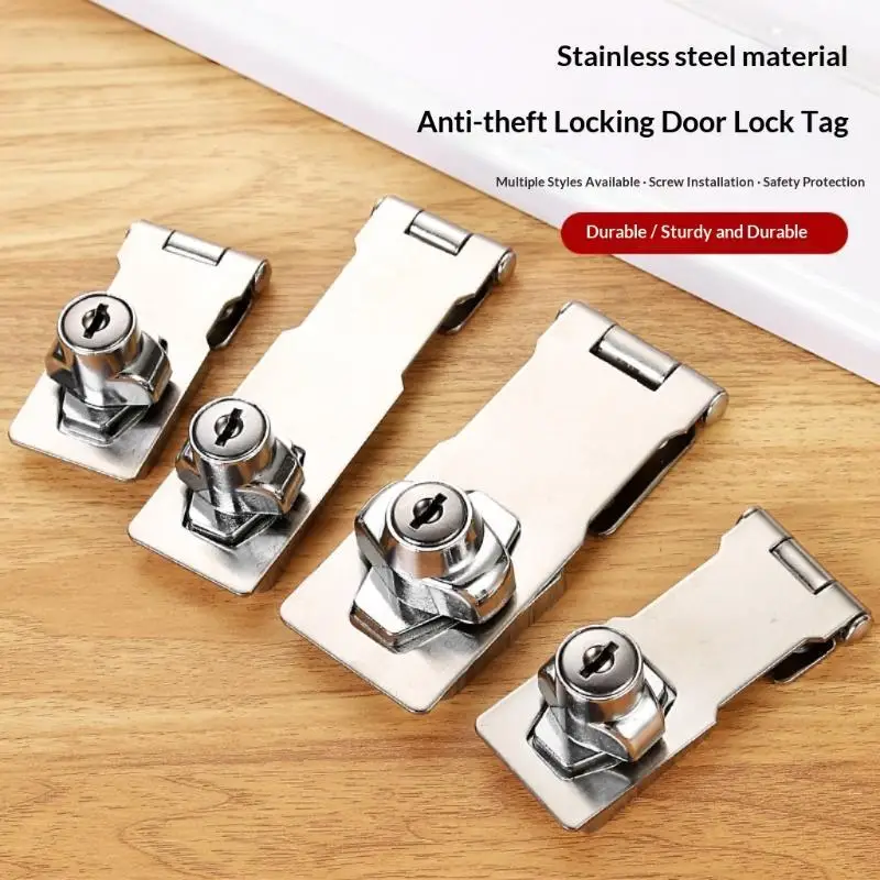 Stainless Steel Locking Hasp Latch Anti Theft Design Long Lasting Durability For Home Cabinet Drawer Gate Security Use