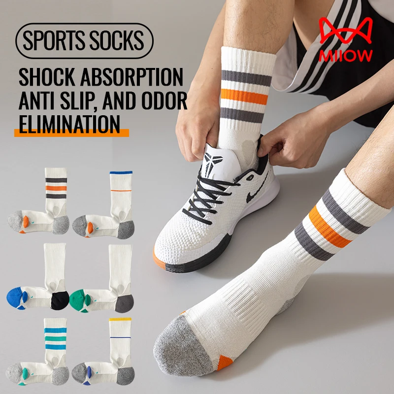 MiiOW Socks Men Cotton Long Sock Professional Elite Basketball Sock thickened Towel Bottom Sports Sock Hiking Running Stocking