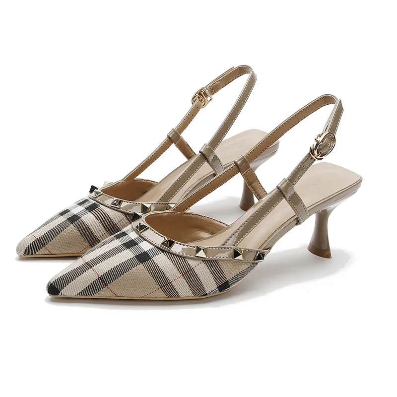 Gorasion Leather Sandals Women Pointed Toe Mid-heel Mary Jane Shoes Women Elegant Sexy Thin Heel Sandals Ladie's Summer Shoes