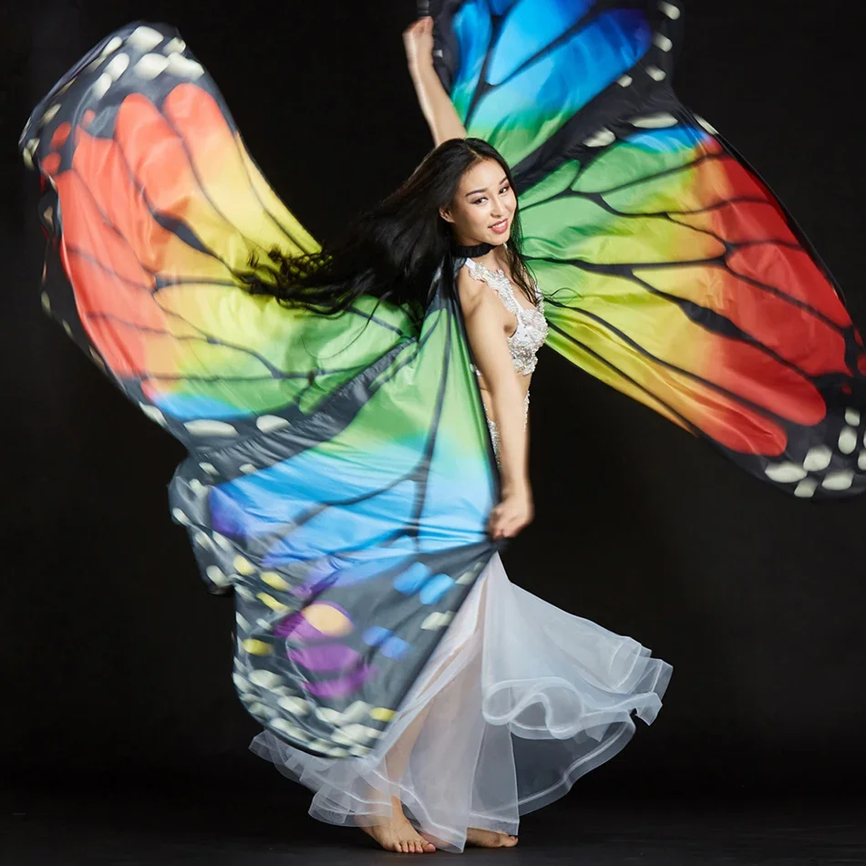 Butterfly Wings For Adult Women Rainbow Alas Wings Costume Belly Dance Accessories