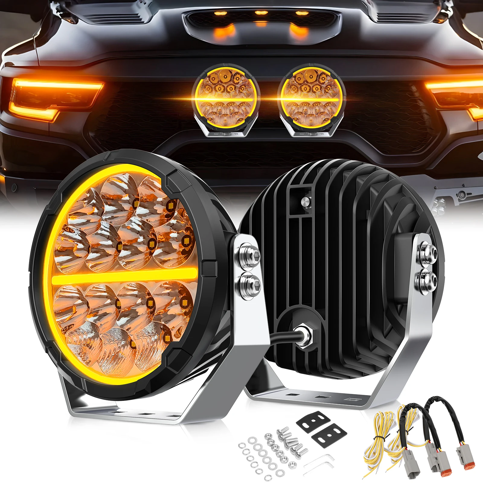 BraveWAY 6.5 inch Led Driving Light for Offroad Truck UTV 4WD 4x4 for Toyota for Hummer for Wrangler for Ford  9 inch LED Work Light off-road use