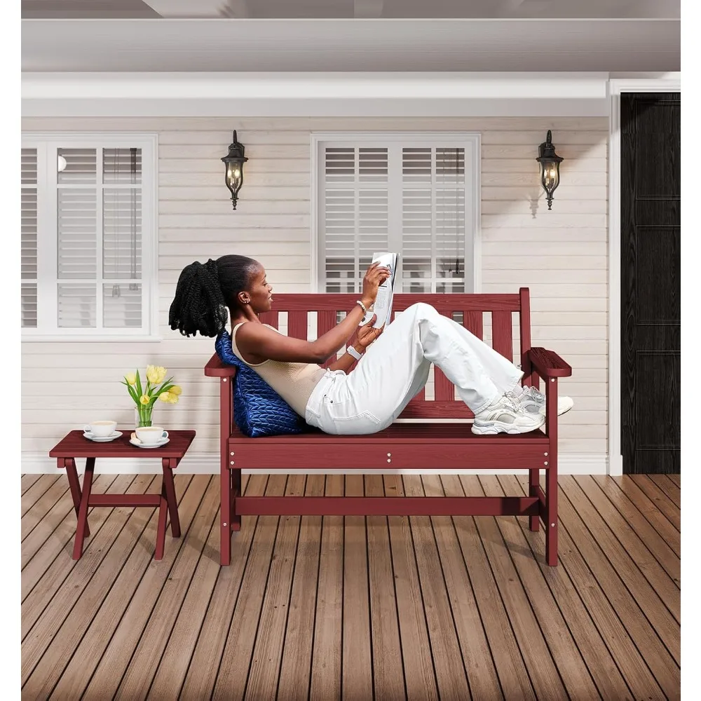

Outdoor Bench, HDPE Outdoor Benches Weatherproof, 2-Person Garden Bench with 660 Lbs Weight Capacity, Patio Benches, Customized