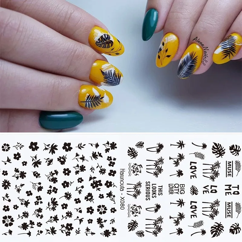 Água adesivos para unhas, Manicure Sliders, Summer Flower Sticker Design, Inscritores para unhas, 19pcs