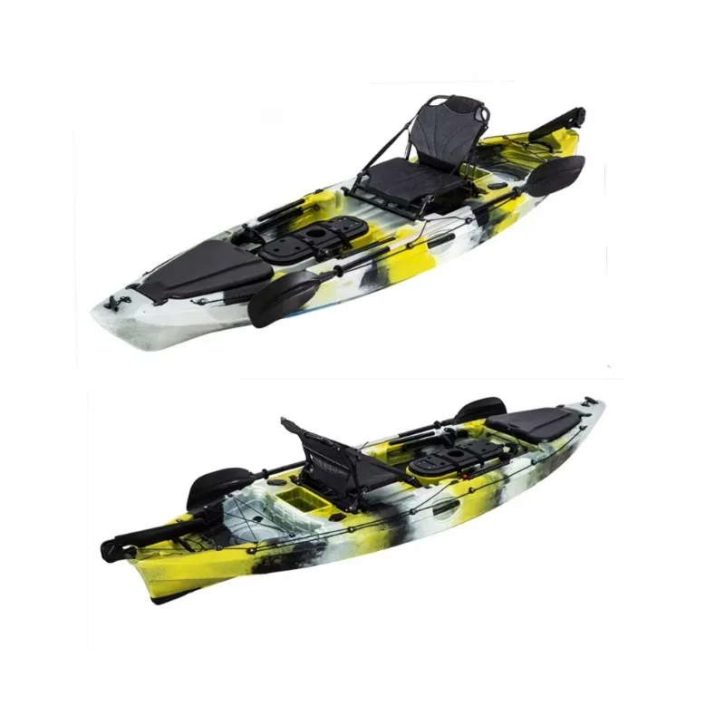 Kayak de pêche simple de 10 pieds, 3.1 m, en plastique PE, avec pédale d'aileron, bateau à rames pour 1 adulte, avec de nombreux accessoires