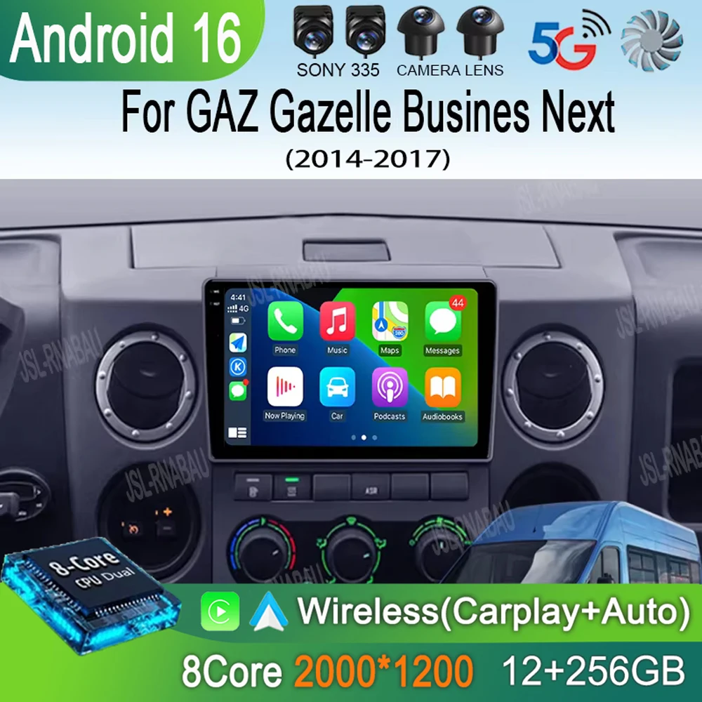 Android 16 Carplay Auto Car Radio For GAZ Gazelle Busines Next 2010-2021 GPS 2din Multimedia Video Player Navigation 2 DIN Audio