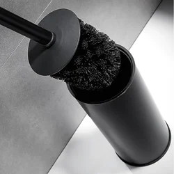 Stainless Steel Toilet Brush Holder Set Black Square Cleaning Tool Durable Vertical Toilet Brush Bathroom Cleaning Accessories
