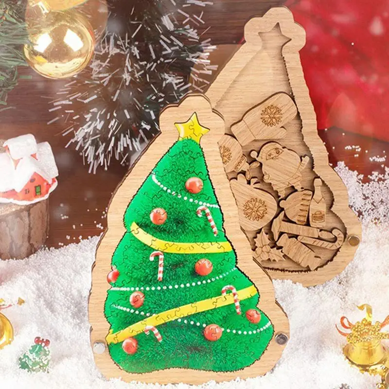 Toddler Christmas Tree Wooden Christmas Floor Puzzle Kids Jigsaw Christmas Puzzle Toys Kids Floor Puzzles For Family Friends