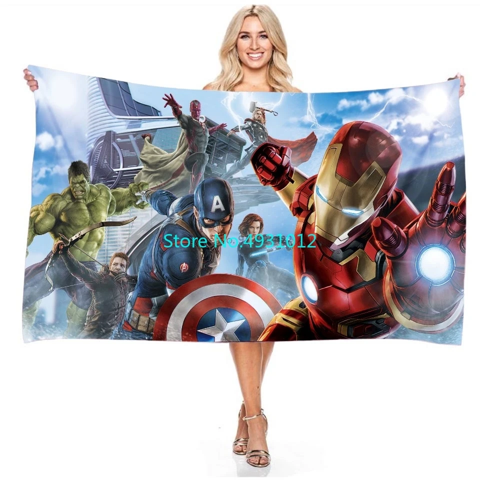 Anime Avengers Hulk Captain America Shower Beach Towels Bath Towel Microfiber 70cmx140cm 3D Digital Printed Baby Kids Gift