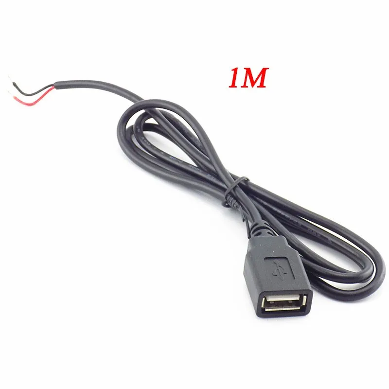 DC 5V USB 2.0 Type A Female Socket 2 Pin Wire Cable Power Supply Adapter Charge for Smart Devices DIY Connector B5