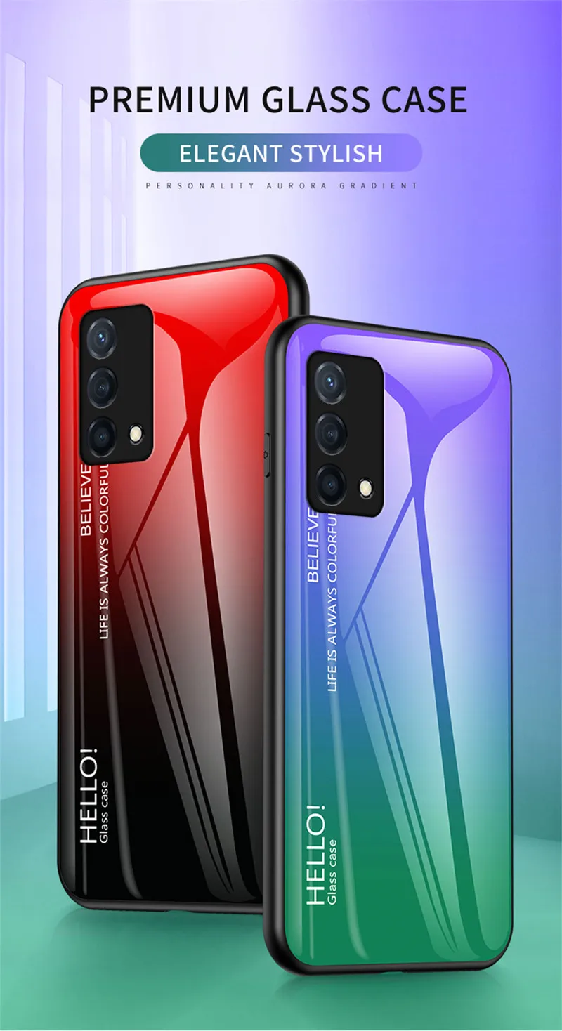 Realme GT Master Edition RMX3363 RMX3360 Case Gradient Glass Back Cover Hard Case with Silicone Bumper for Realme GT Master