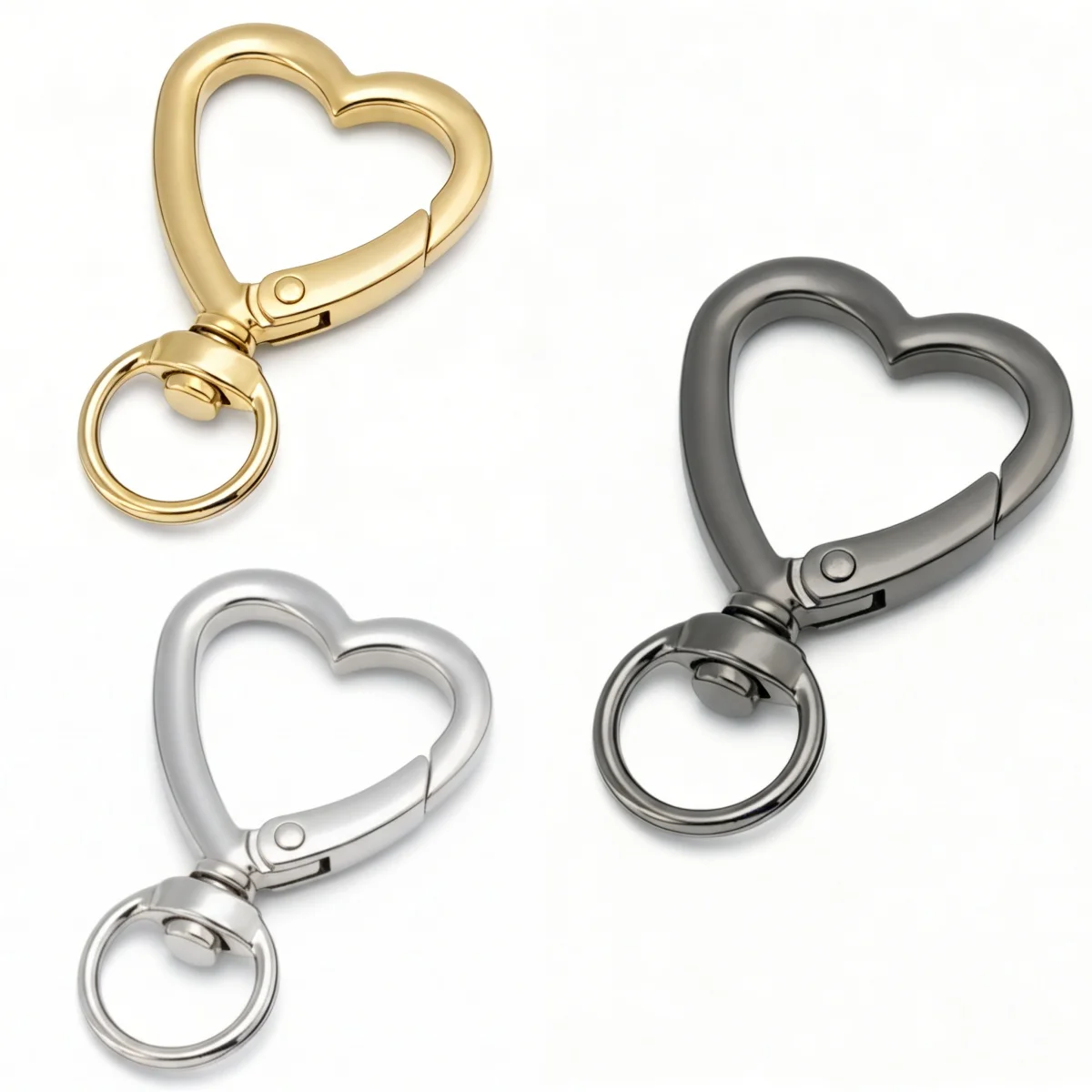 5-10Pcs Heart Shape Rotation Alloy Lobster Spring Clasps Openable Key Ring Hook Carabiner Connector Dog Chain Buckles DIY