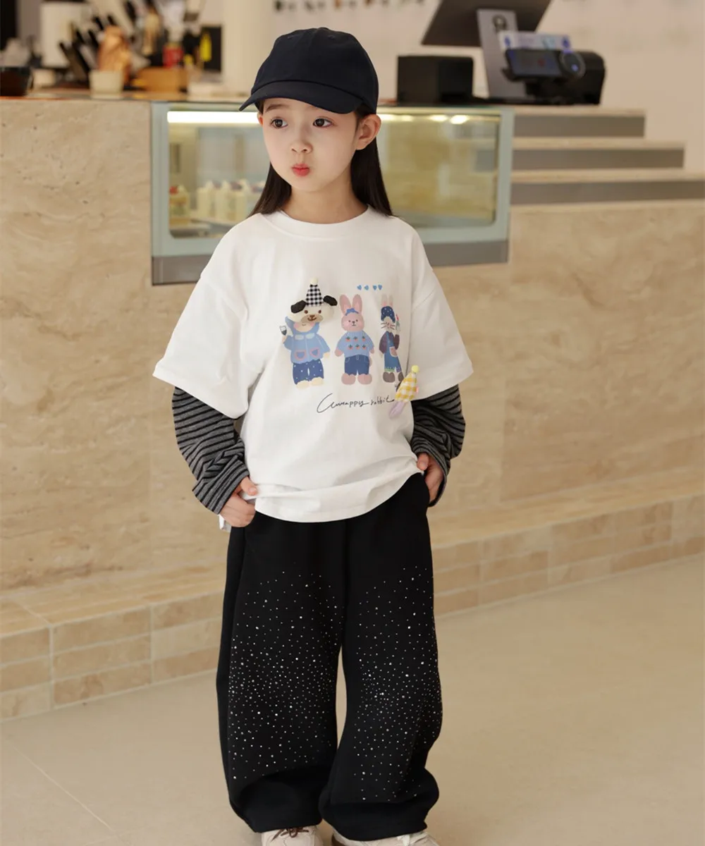 

Fashion baby clothes kids girls pants Stars-filled rhinestone Stylish girls' casual pants Vertical straight pants