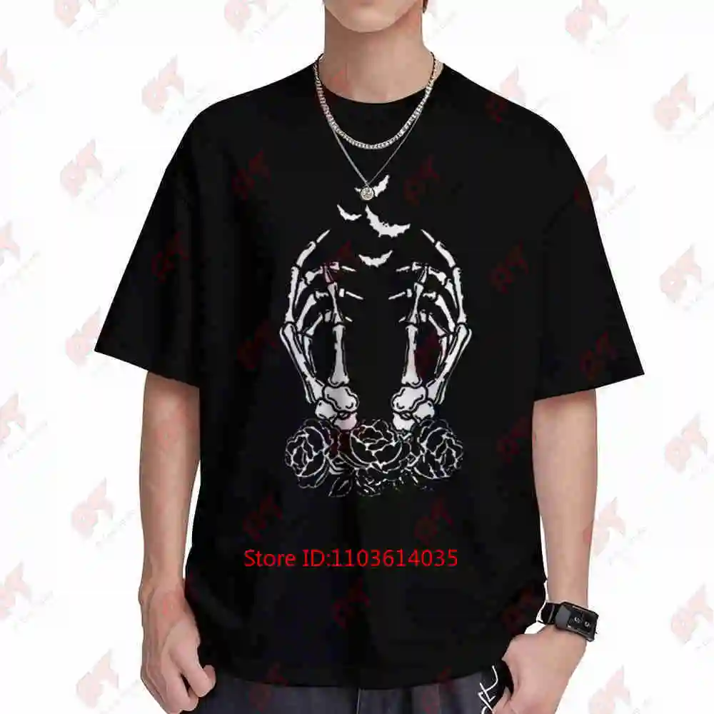 Punk Skeleton Fingers Female Short Sleeve Tee 100% Cotton T-Shirt