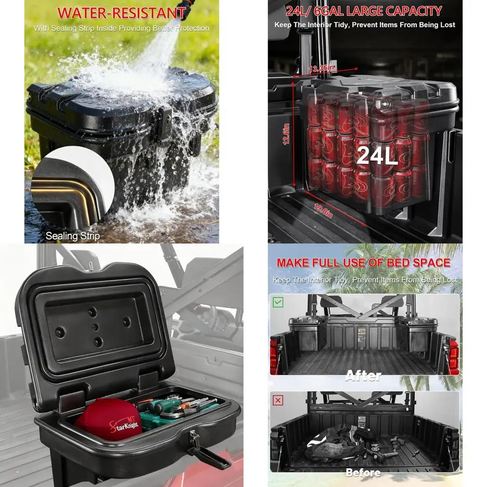 

Ranger XP 1000 Bed Box, 24L/ 6GAL Ranger Tool Box UTV Storage Box Compatible with Polaris Ranger XP 1000 500 570 900 General 100