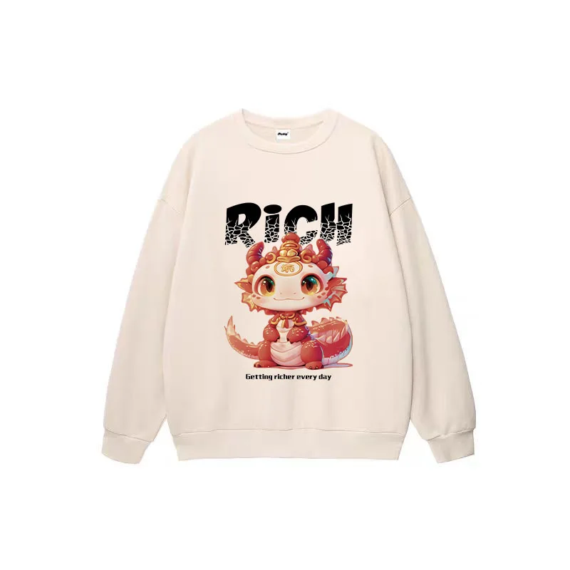 RICH Pattern Print Crew Neck Sweatshirts 2025 New Fashion Trend Pullover Y2k Clothes