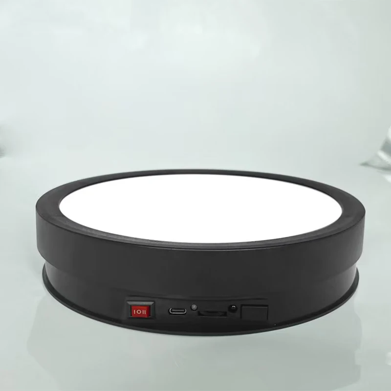 حامل عرض التصوير الفوتوغرافي الدوار المضيء ABS مع تصميم منخفض الضوضاء قابل للتعديل 360 درجة ° حامل عرض الدوران القرص الدوار الكهربائي #6