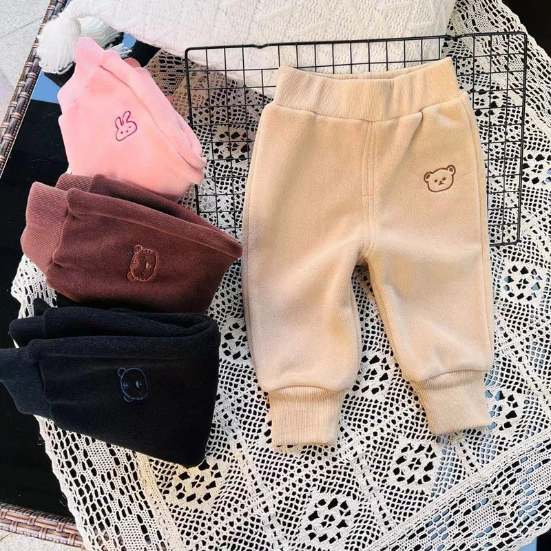 Winter Thick Warm Kids Pants For Girls Boys Polar Fleece Soft Children's Girl Boy Trousers Casual Keep Warm Outdoors Pant 1Y-5Y